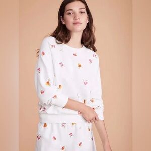 Lou & Grey Embroidered Fruit Salad Crewneck Sweatshirt & Shorts Size XS